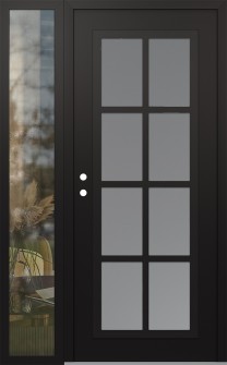 Diamond C16 48" x 80" black/white frosted Glass Panel black RHI with Sidelite clear Glass