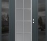 Modern Steel Front Door Diamond C16 68" x 80" anthracite/anthracite frosted Glass Panel stainless steel LHI with 2 Sidelites mirrored Glass