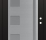 Modern Steel Front Door Diamond C3 36" x 80" black/white frosted Glass Panel stainless steel LHI