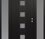 Modern Steel Front Door DIAMOND A12 60" X 80" BLACK/WHITE FROSTED GLASS PANEL BLACK LHI WITH 2 SIDELITES FROSTED GLASS