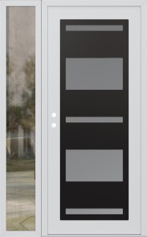 Diamond C10 52" x 80" white/white frosted Glass Panel black RHI with Sidelite clear Glass