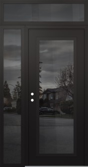 Diamond C1 52" x 96" black/black mirrored Glass Panel black RHI with Sidelite and Transom mirrored Glass
