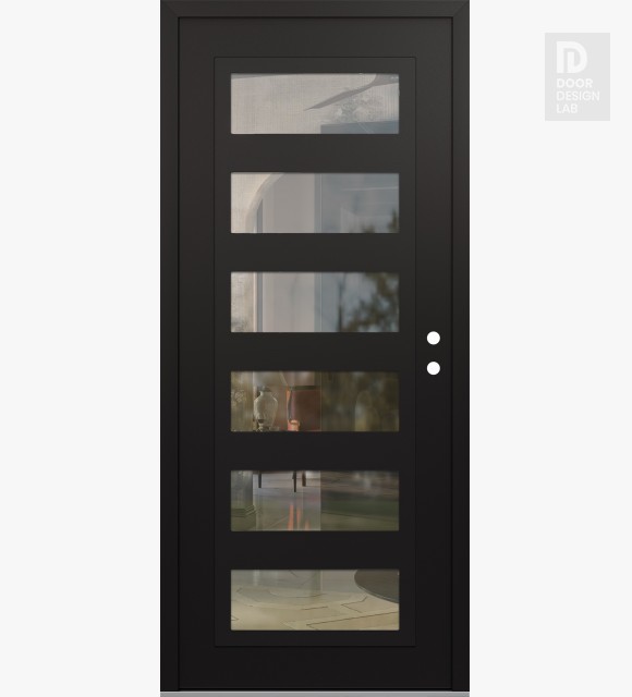 Modern Steel Front Door Diamond C9 36" x 80" black/black clear Glass Panel black LHI