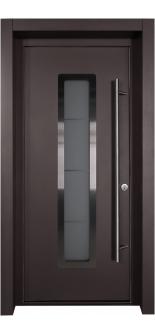 MODERN FRONT STEEL DOOR ARGOS BROWN/WHITE 37 7/16" X 81 11/16" LHI + HARDWARE