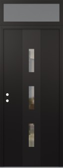 DIAMOND A7 36" X 96" BLACK/BLACK CLEAR GLASS PANEL BLACK RHI WITH TRANSOM FROSTED GLASS