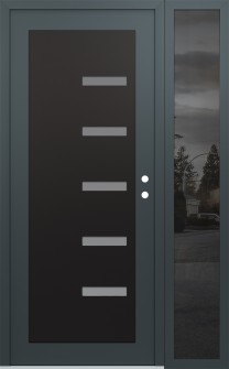 Diamond C8 50" x 80" anthracite/anthracite frosted Glass Panel black LHI with Sidelite mirrored Glass