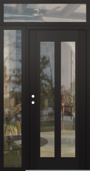 Diamond C14 50" x 96" black/black clear Glass Panel black RHI with Sidelite and Transom clear Glass