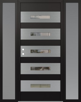 Diamond D9 68" x 80" black/black clear Glass Panel stainless steel RHI with 2 Sidelites frosted Glass
