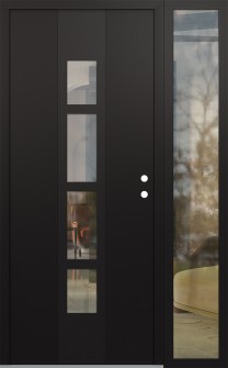DIAMOND A10 50" X 80" BLACK/BLACK CLEAR GLASS PANEL BLACK LHI WITH SIDELITE CLEAR GLASS