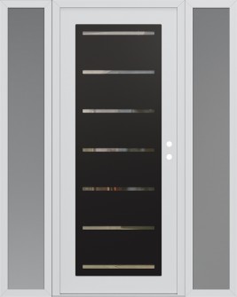 Diamond C11 68" x 80" white/white clear Glass Panel black LHI with 2 Sidelites frosted Glass