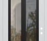 Modern Steel Front Door Diamond C14 36" x 96" white/white clear Glass Panel black LHI with Transom mirrored Glass