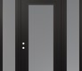 Modern Steel Front Door Diamond C1 60" x 96" black/white frosted Glass Panel black RHI with 2 Sidelites and Transom frosted Glass