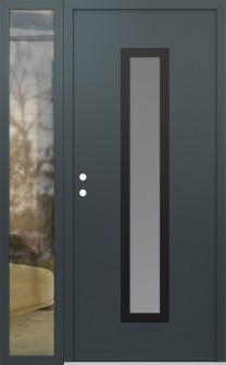 DIAMOND A11 48" X 80" ANTHRACITE/ANTHRACITE FROSTED GLASS PANEL BLACK RHI WITH SIDELITE CLEAR GLASS