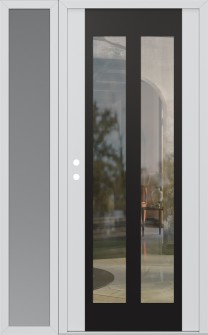 Diamond C14 52" x 80" white/white clear Glass Panel black RHI with Sidelite frosted Glass