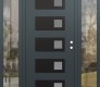 Modern Steel Front Door Diamond D2 68" x 80" anthracite/anthracite frosted Glass Panel black LHI with 2 Sidelites clear Glass