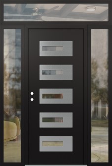 Diamond D6 60" x 96" black/black clear Glass Panel stainless steel RHI with 2 Sidelites and Transom clear Glass