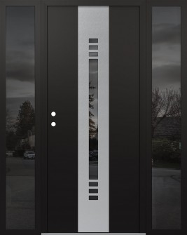 DIAMOND A5 60" X 80" BLACK/BLACK MIRRORED GLASS PANEL STAINLESS STEEL RHI WITH 2 SIDELITES MIRRORED GLASS