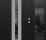 Modern Steel Front Door DIAMOND A4 48" X 80" BLACK/BLACK MIRRORED GLASS PANEL STAINLESS STEEL LHI WITH SIDELITE MIRRORED GLASS