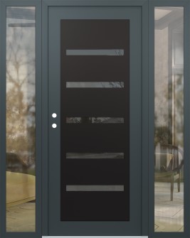 Diamond C7 64" x 80" anthracite/anthracite mirrored Glass Panel black RHI with 2 Sidelites clear Glass