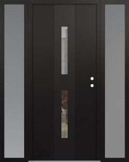 DIAMOND A6 64" X 80" BLACK/BLACK CLEAR GLASS PANEL BLACK LHI WITH 2 SIDELITES FROSTED GLASS