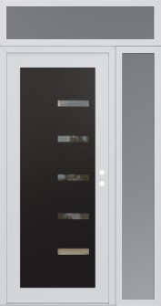 Diamond C8 52" x 96" white/white clear Glass Panel black LHI with Sidelite and Transom frosted Glass