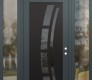 Modern Steel Front Door Diamond C12 64" x 96" anthracite/anthracite mirrored Glass Panel black LHI with 2 Sidelites and Transom clear Glass