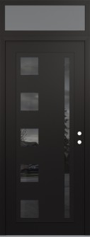 Diamond C3 36" x 96" black/black mirrored Glass Panel black LHI with Transom frosted Glass