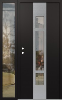 DIAMOND A9 52" X 80" BLACK/BLACK CLEAR GLASS PANEL STAINLESS STEEL RHI WITH SIDELITE CLEAR GLASS