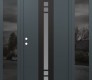 Modern Steel Front Door DIAMOND A4 60" X 80" ANTHRACITE/ANTHRACITE FROSTED GLASS PANEL BLACK RHI WITH 2 SIDELITES MIRRORED GLASS