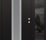 Modern Steel Front Door DIAMOND A11 52" X 80" BLACK/WHITE FROSTED GLASS PANEL STAINLESS STEEL LHI WITH SIDELITE MIRRORED GLASS