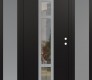 Modern Steel Front Door DIAMOND A9 64" X 80" BLACK/BLACK CLEAR GLASS PANEL STAINLESS STEEL LHI WITH 2 SIDELITES FROSTED GLASS