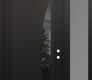 Modern Steel Front Door Diamond C13 50" x 96" black/black mirrored Glass Panel black LHI with Sidelite and Transom frosted Glass