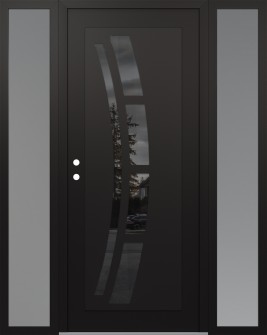 Diamond C12 68" x 80" black/black mirrored Glass Panel black RHI with 2 Sidelites frosted Glass