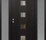 Modern Steel Front Door DIAMOND A12 60" X 80" BLACK/BLACK CLEAR GLASS PANEL BLACK RHI WITH 2 SIDELITES FROSTED GLASS