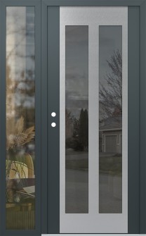Diamond C14 48" x 80" anthracite/anthracite mirrored Glass Panel stainless steel RHI with Sidelite clear Glass