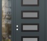 Modern Steel Front Door Diamond D1 48" x 96" anthracite/anthracite frosted Glass Panel black RHI with Sidelite and Transom clear Glass