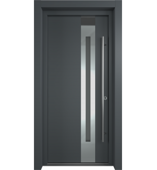 MODERN GRAY EXTERIOR STEEL DOOR ZEPHYR 37 7/16" X 81 11/16" LEFT HAND INSWING + HARDWARE