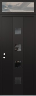 DIAMOND A12 36" X 96" BLACK/BLACK MIRRORED GLASS PANEL BLACK RHI WITH TRANSOM CLEAR GLASS