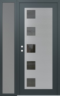 Diamond C5 50" x 80" anthracite/anthracite mirrored Glass Panel stainless steel RHI with Sidelite frosted Glass