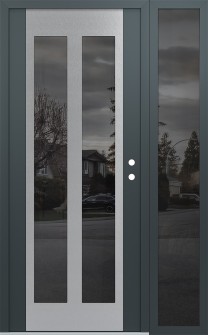 Diamond C14 52" x 80" anthracite/anthracite mirrored Glass Panel stainless steel LHI with Sidelite mirrored Glass