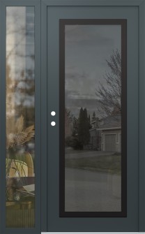Diamond C1 50" x 80" anthracite/anthracite mirrored Glass Panel black RHI with Sidelite clear Glass