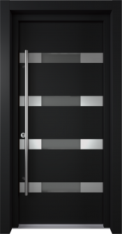 MODERN FRONT STEEL DOOR AURA BLACK/WHITE 37 7/16" X 81 11/16" RHI + HARDWARE