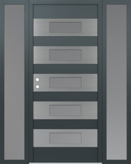 Diamond D5 68" x 80" anthracite/anthracite frosted Glass Panel stainless steel RHI with 2 Sidelites frosted Glass