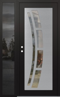 Diamond C12 50" x 80" black/black clear Glass Panel stainless steel RHI with Sidelite mirrored Glass