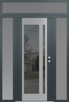 Diamond C15 68" x 96" anthracite/anthracite mirrored Glass Panel stainless steel LHI with 2 Sidelites and Transom frosted Glass