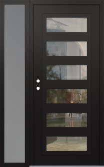 Diamond C9 50" x 80" black/black clear Glass Panel black RHI with Sidelite frosted Glass