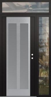 Diamond C14 48" x 96" black/white frosted Glass Panel stainless steel LHI with Sidelite and Transom clear Glass