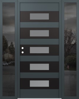 Diamond D5 68" x 80" anthracite/anthracite Frosted Glass Panel black RHI with 2 Sidelites Mirrored Glass