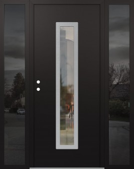 DIAMOND A11 68" X 80" BLACK/BLACK CLEAR GLASS PANEL STAINLESS STEEL RHI WITH 2 SIDELITES MIRRORED GLASS