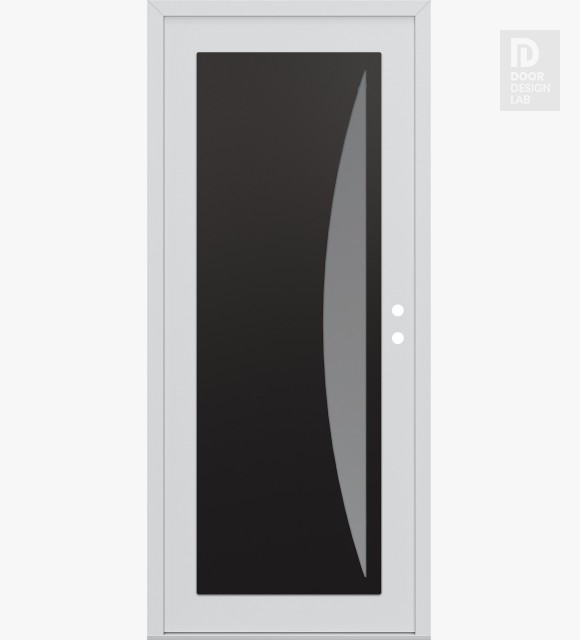Modern Steel Front Door Diamond C13 36" x 80" white/white frosted Glass Panel black LHI